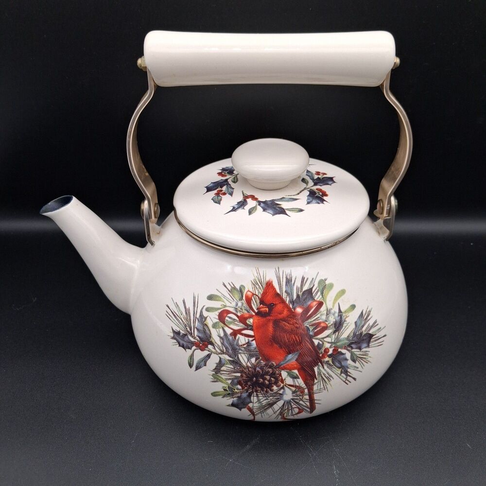 Lenox Winter Greetings Tea Kettle ~ Cardinal Holiday Design ~ Preowned